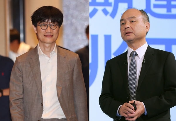 손정의(오른쪽) 소프트뱅크 회장과 이해진 네이버 글로벌투자책임자. 사진=연합뉴스