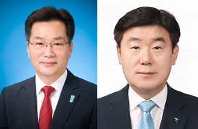 강동훈 하나에프앤아이 대표 후보(왼쪽)과 박근영 하나금융티아이 대표 후보. 사진=하나금융그룹 제공