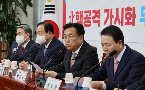 정진석 국민의힘 비상대책위원장이 26일 국회에서 열린 북핵위기대응특별위원회 1차회의에서 발언하고 있다. 사진=연합뉴스