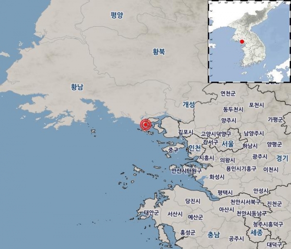 인천 강화군 서쪽 25km 해역에서 규모 3.7 지진이 발생했다고 기상청이 밝혔다. 사진=기상청 제공