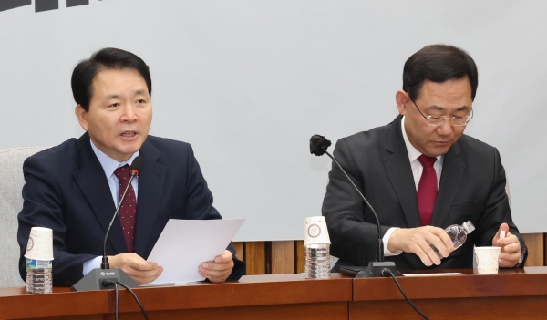 성일종 국민의힘 정책위의장이 지난 21일 국회에서 열린 원내대책회의에서 발언하고 있다. 사진=연합뉴